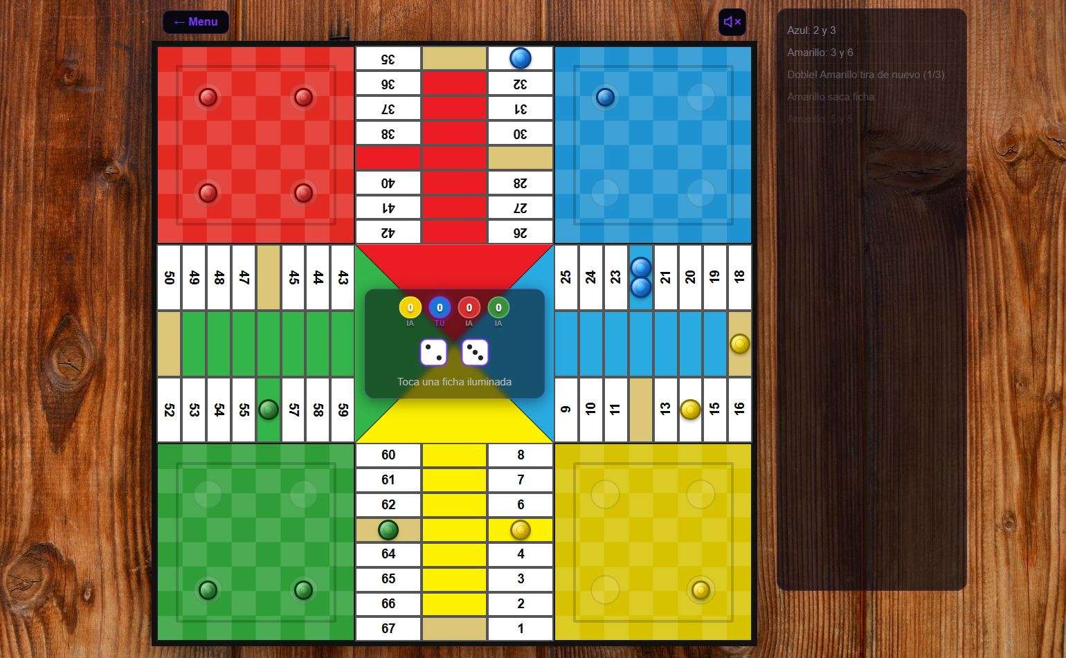 Parchís Online Gratis — Juega Solo contra la IA con 2 Dados